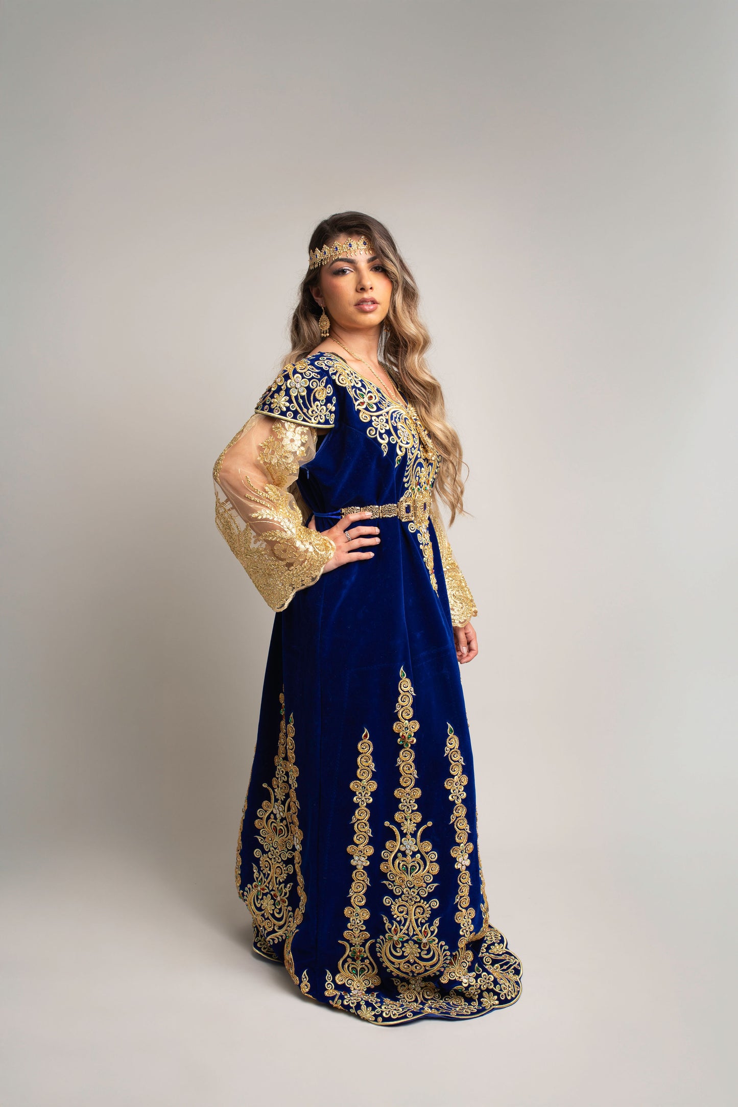 Fergani en velours bleu