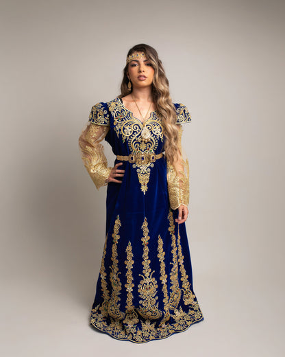 Fergani en velours bleu