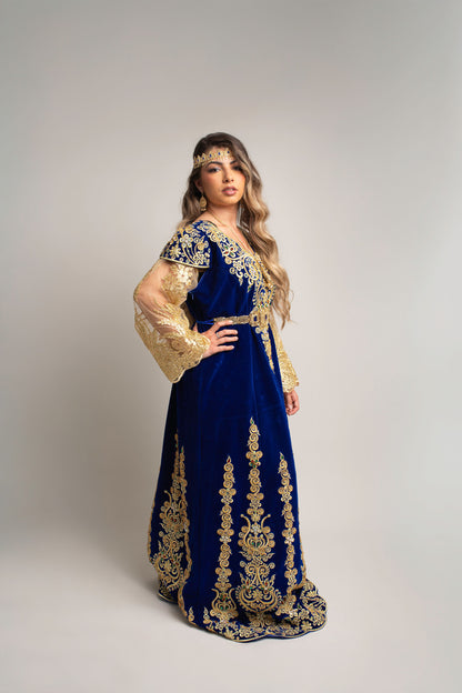 Fergani en velours bleu