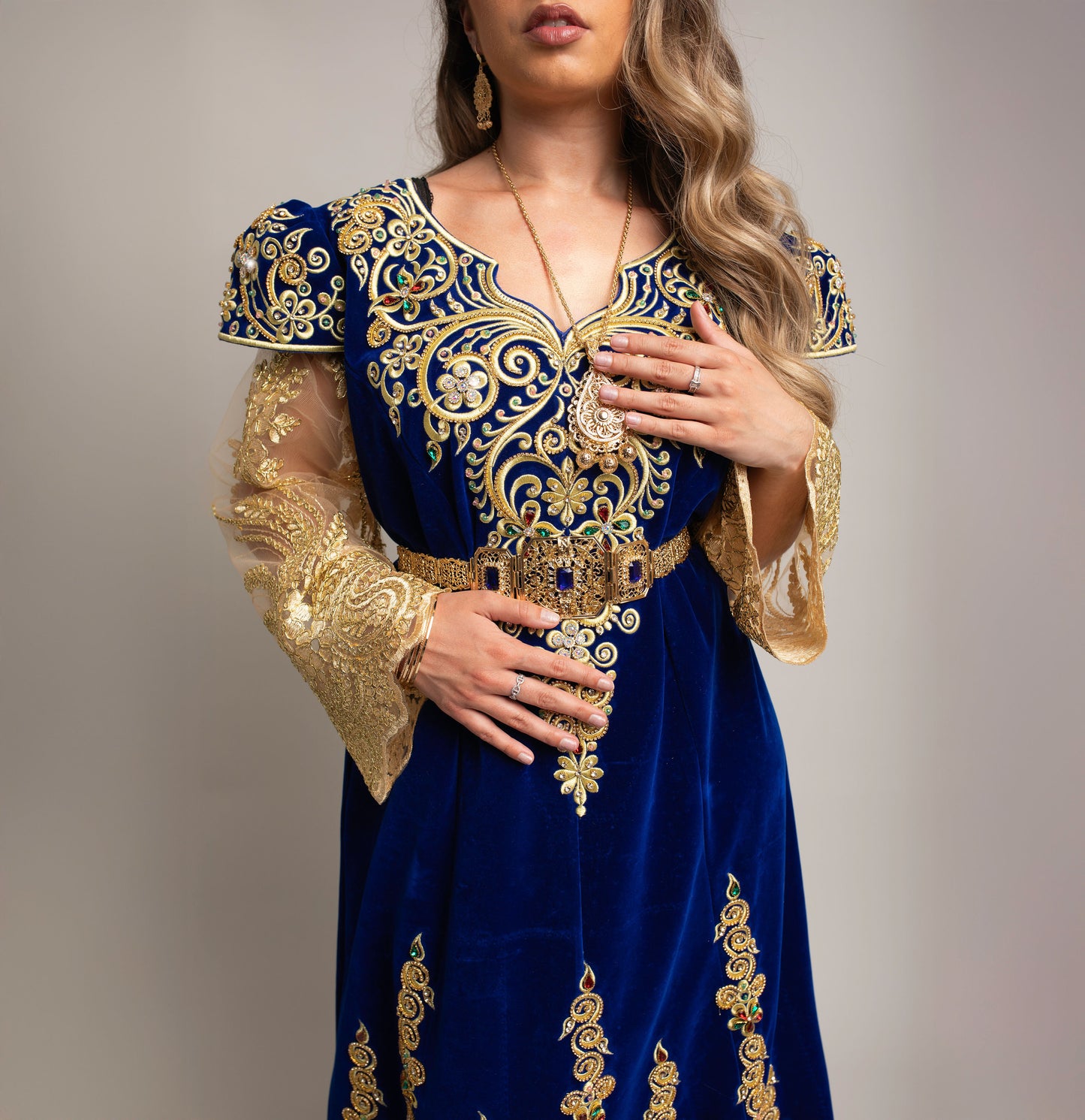 Fergani en velours bleu