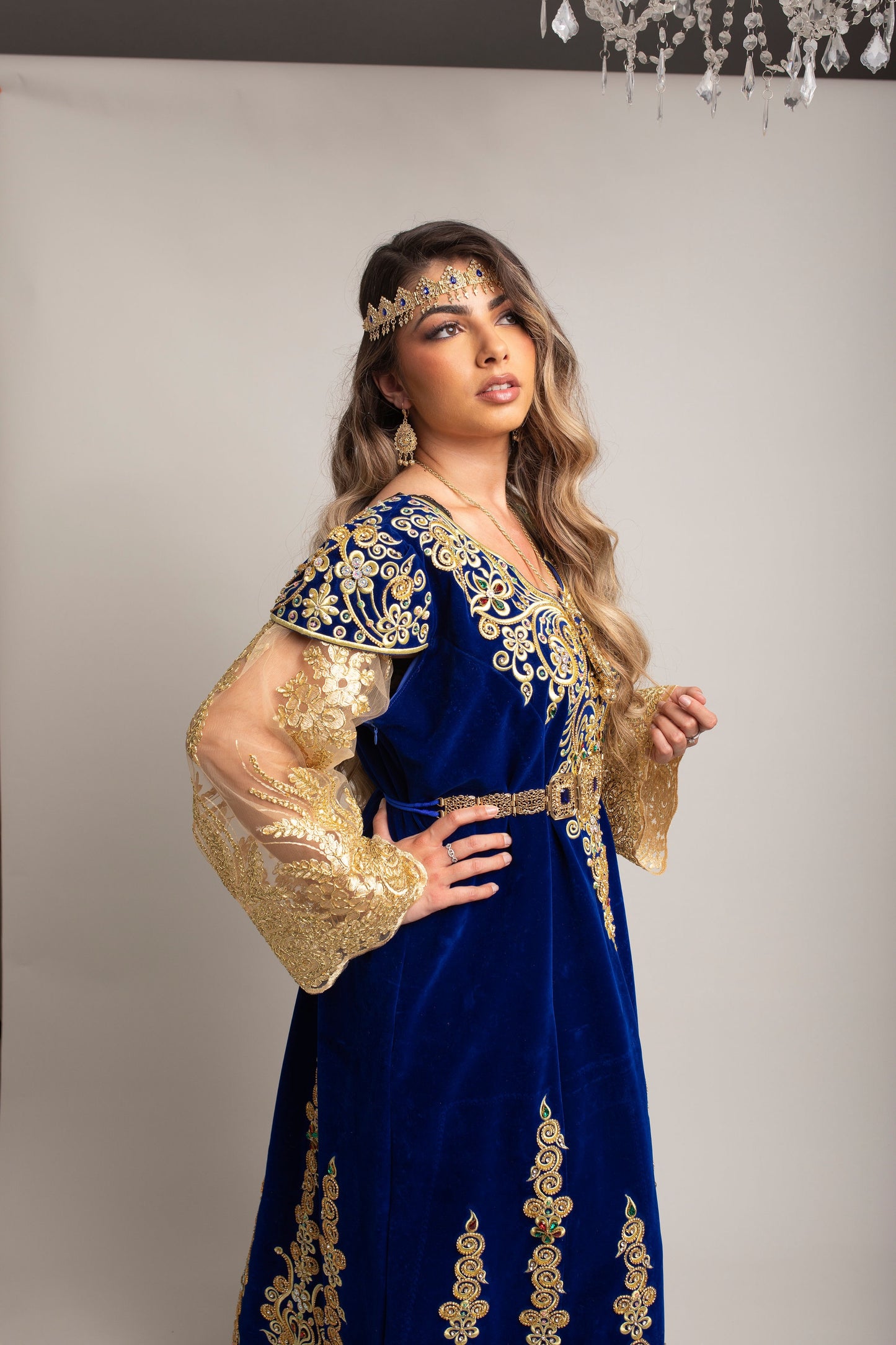 Fergani en velours bleu