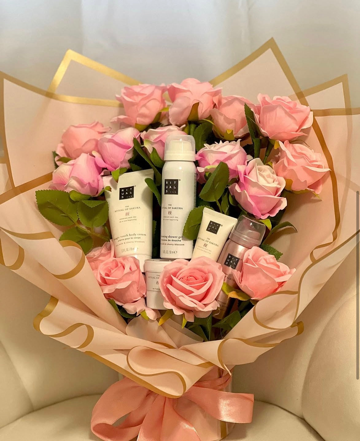 Bouquet coffret rose
